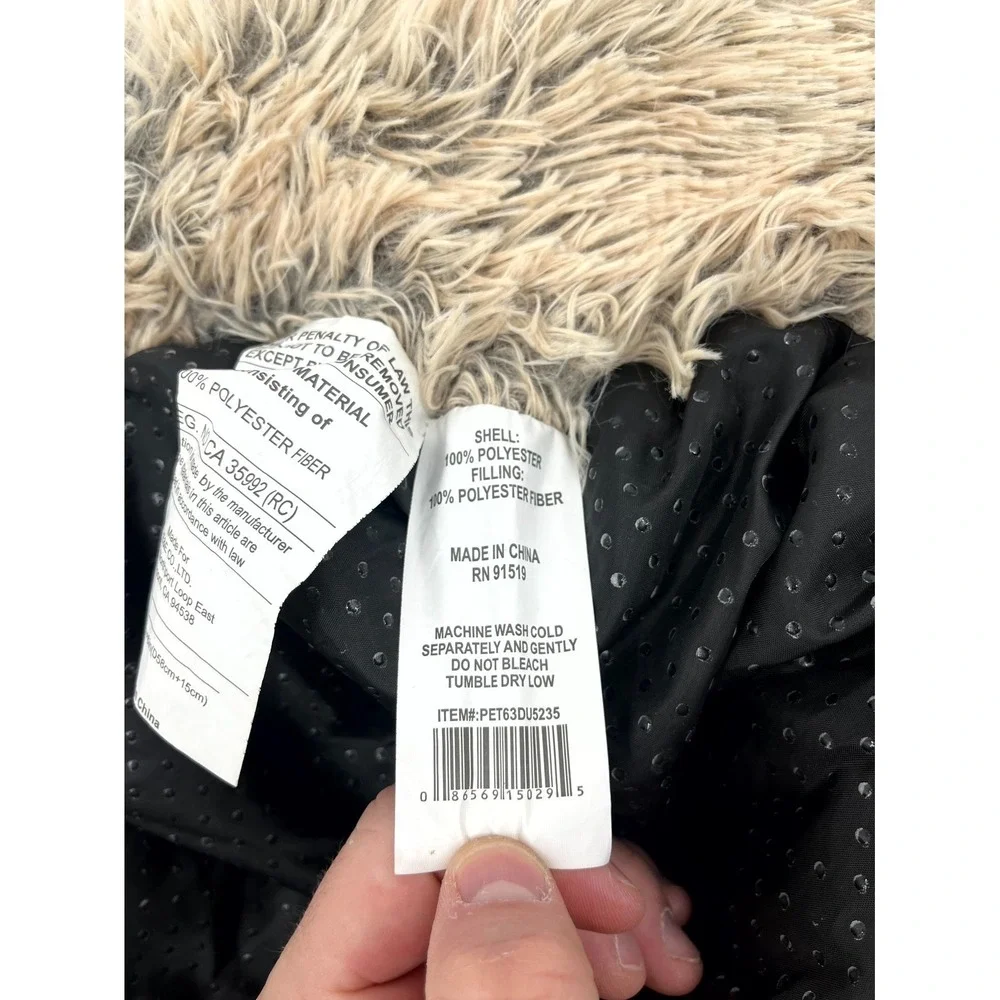 Madison Park Coco Faux Fur Self Warming Indoor Round Pet Bed Cuddler Small TORN